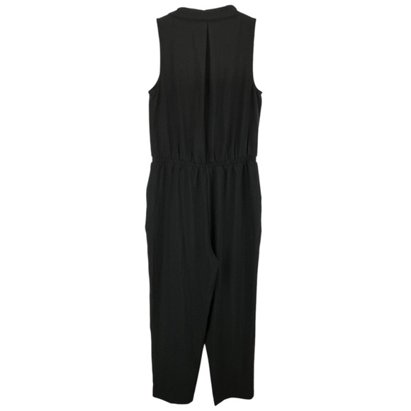 Evereve Black Teagan Jumpsuit V-neck Sleeveless Pockets Sz L - Picture 4 of 9